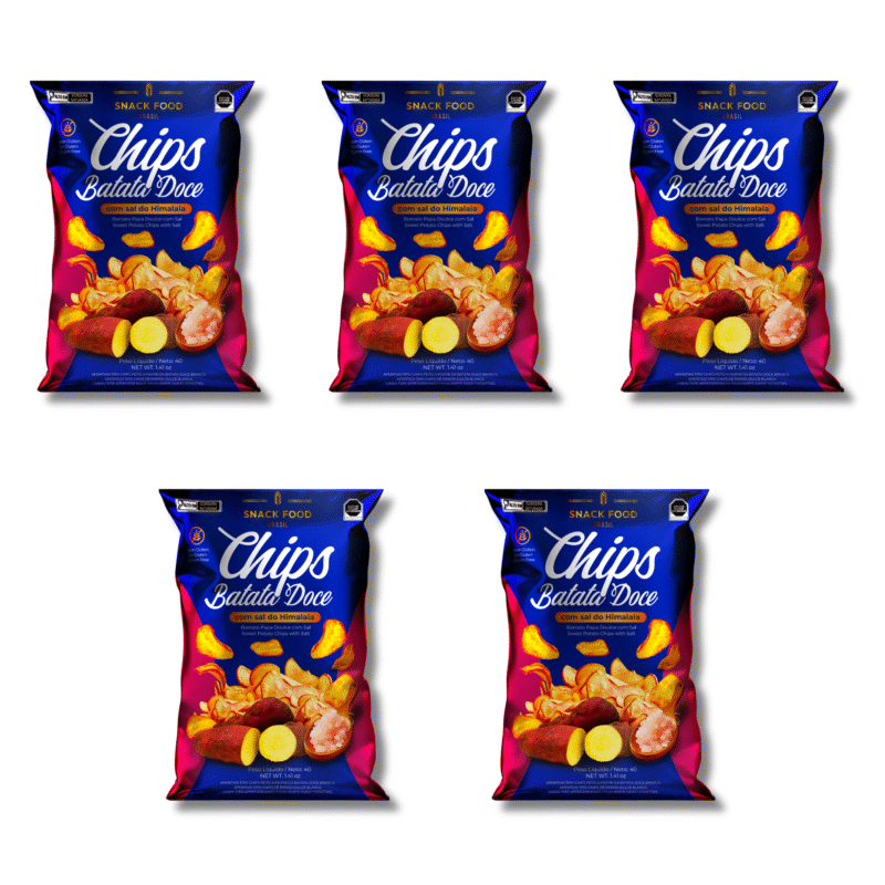 Chips Batata Doce Vegano (200g) - 5 unidades de (40g) (R$5,35/unid.)