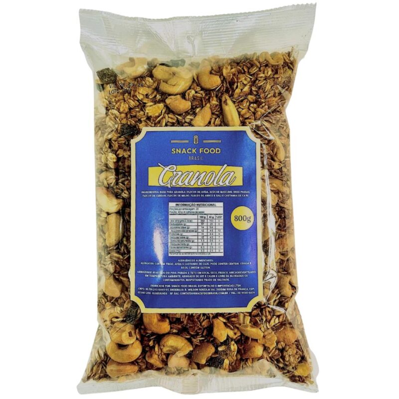 Granola tradicional crocante(800g)com castanha de caju e uva passas